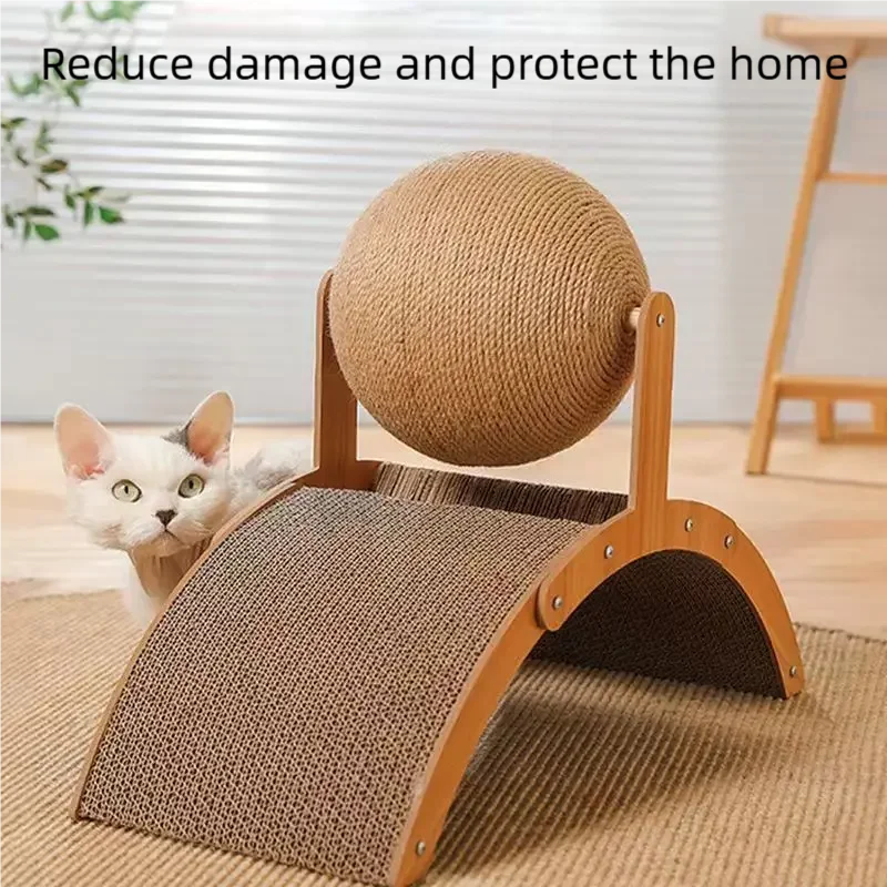 2-in-1 Wooden Cat Scratcher Ball