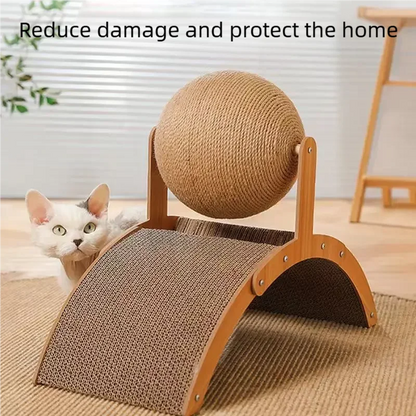2-in-1 Wooden Cat Scratcher Ball