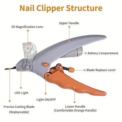 LED Light Pet Nail Clipper with Magnifying Glass