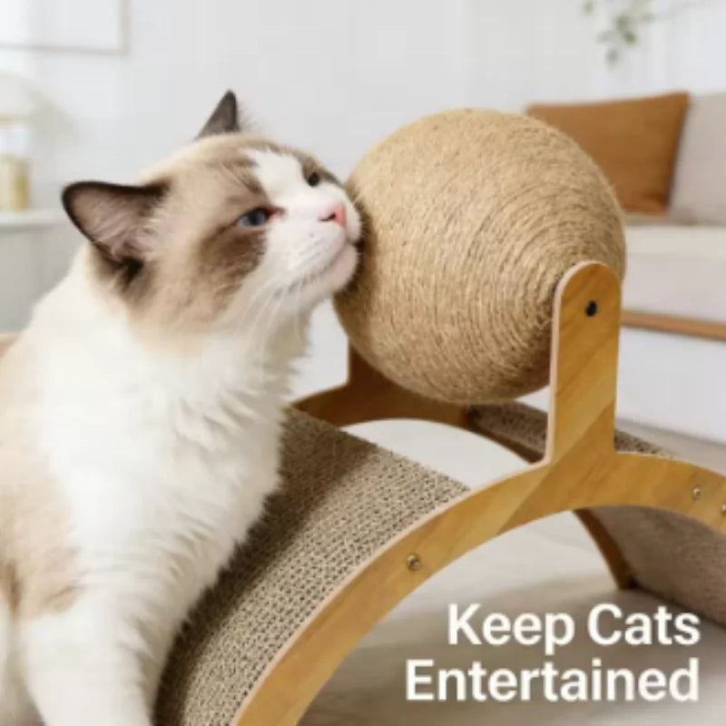 2-in-1 Wooden Cat Scratcher Ball