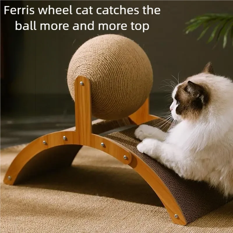 2-in-1 Wooden Cat Scratcher Ball