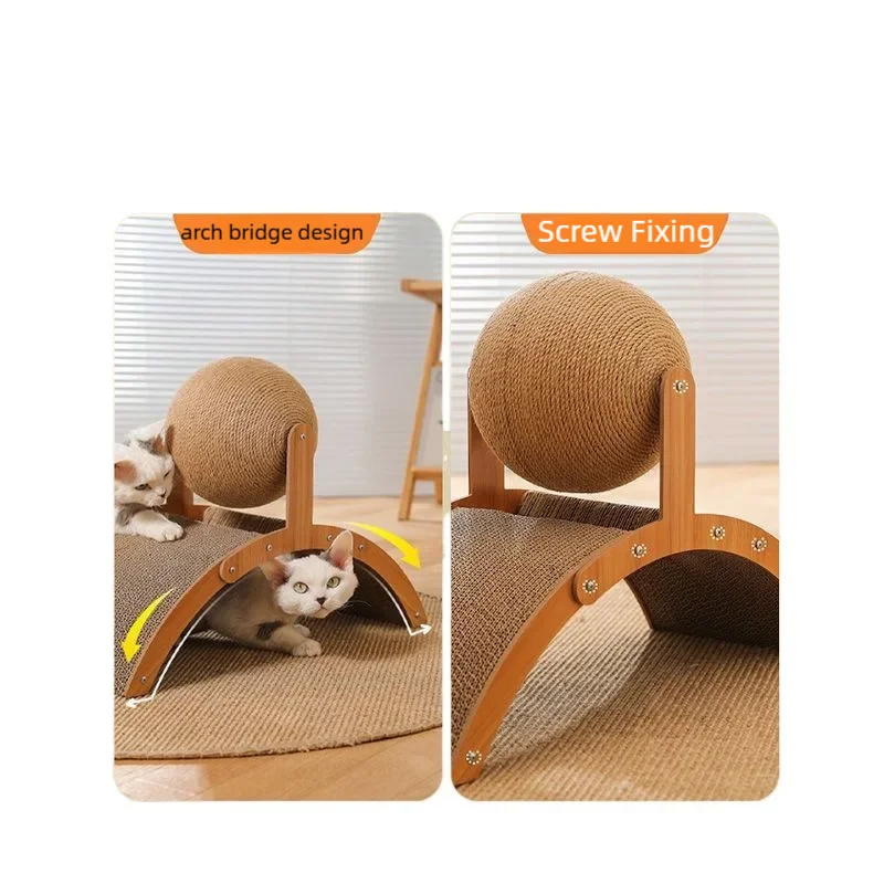 2-in-1 Wooden Cat Scratcher Ball