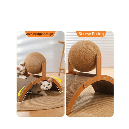 2-in-1 Wooden Cat Scratcher Ball
