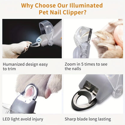 LED Light Pet Nail Clipper with Magnifying Glass