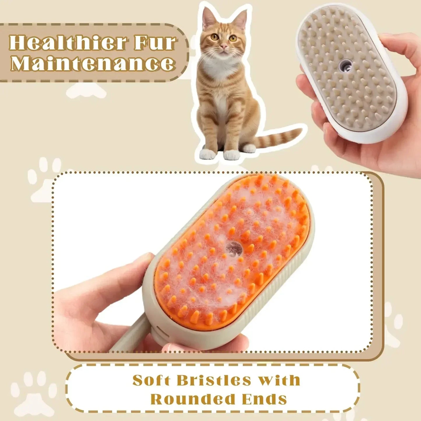 PurePaws 3-in-1 Steam Pet Brush