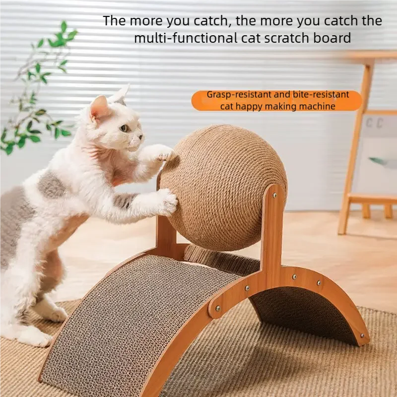 2-in-1 Wooden Cat Scratcher Ball