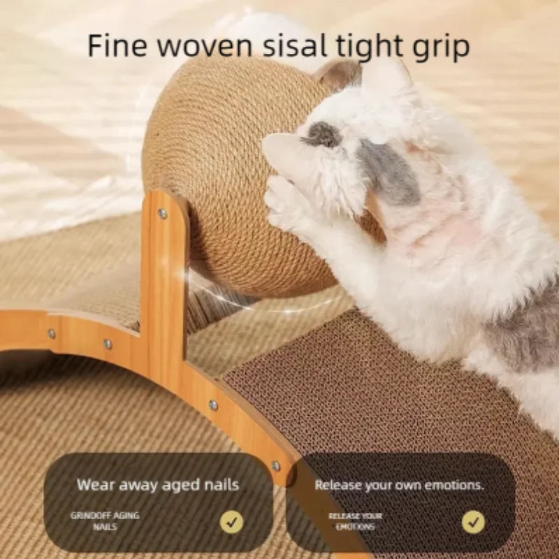 2-in-1 Wooden Cat Scratcher Ball
