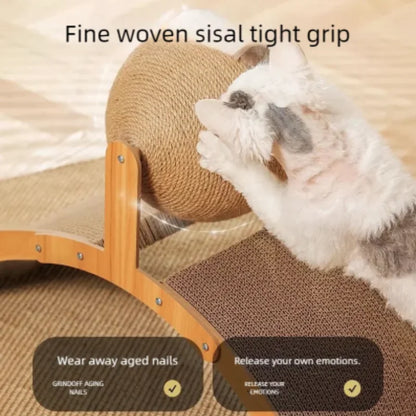2-in-1 Wooden Cat Scratcher Ball