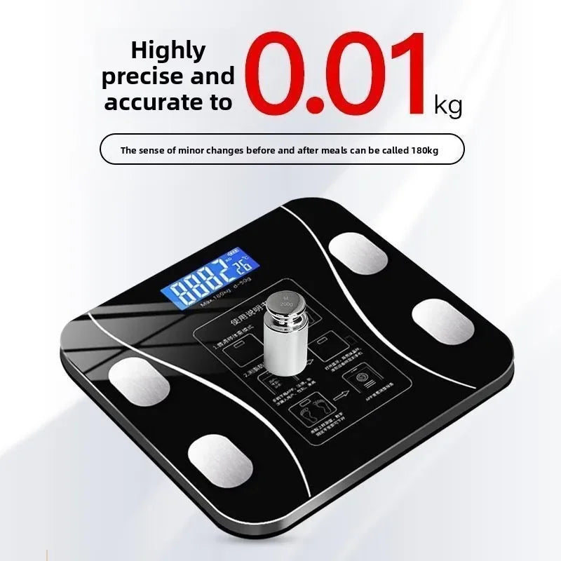 Digital body fat scale with a clear display on a white background