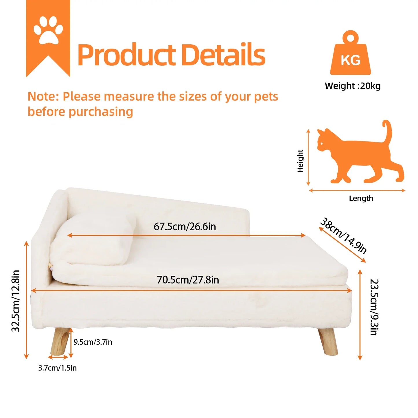 Nordic Elevated Pet Sofa Bed
